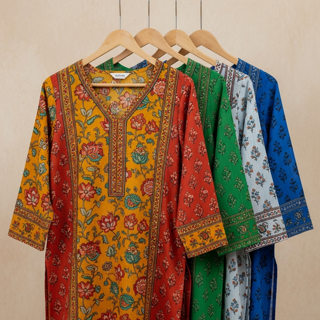 Long Cotton Kurtis with pockets on hanger